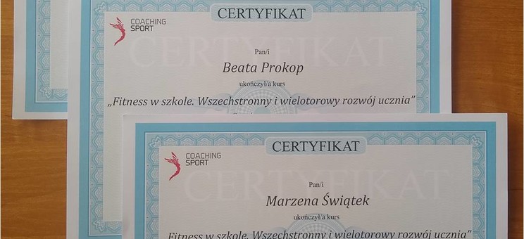 Certyfikaty z kursu fitness 2018 r.